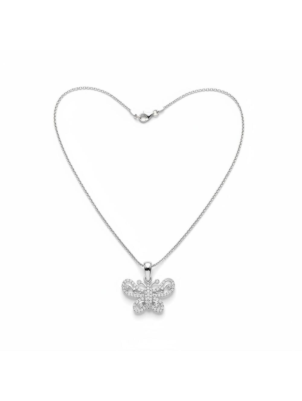 Butterfly AAA CZ Pendant & 18" Italian Twisted Beauty Sterling Silver Chain